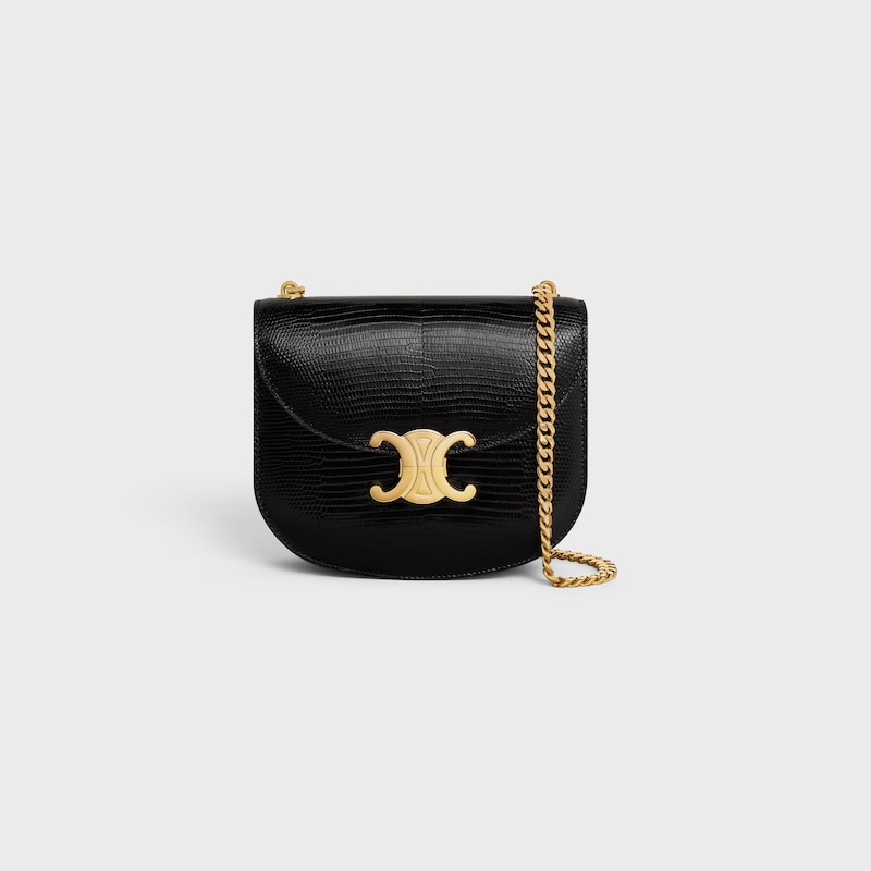BOLSO BESACE CON CADENA CLEA DE PIEL DE LAGARTO - NEGRO - M&Aacute;S MODELOS - 1 | CELINE