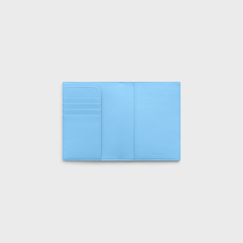 PASSPORT COVER TAKEAWAY IN SMOOTH LAMBSKIN - SKY BLUE / RED - TECH ACCESSORIES - 1 | CELINE