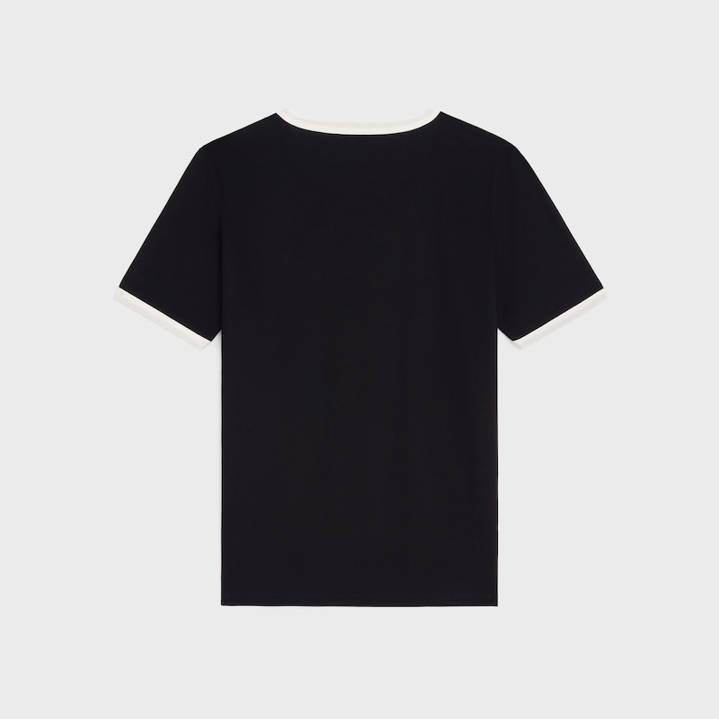 CELINE PARIS T-SHIRT IN COTTON JERSEY - BLACK / WHITE -  - 1 | CELINE