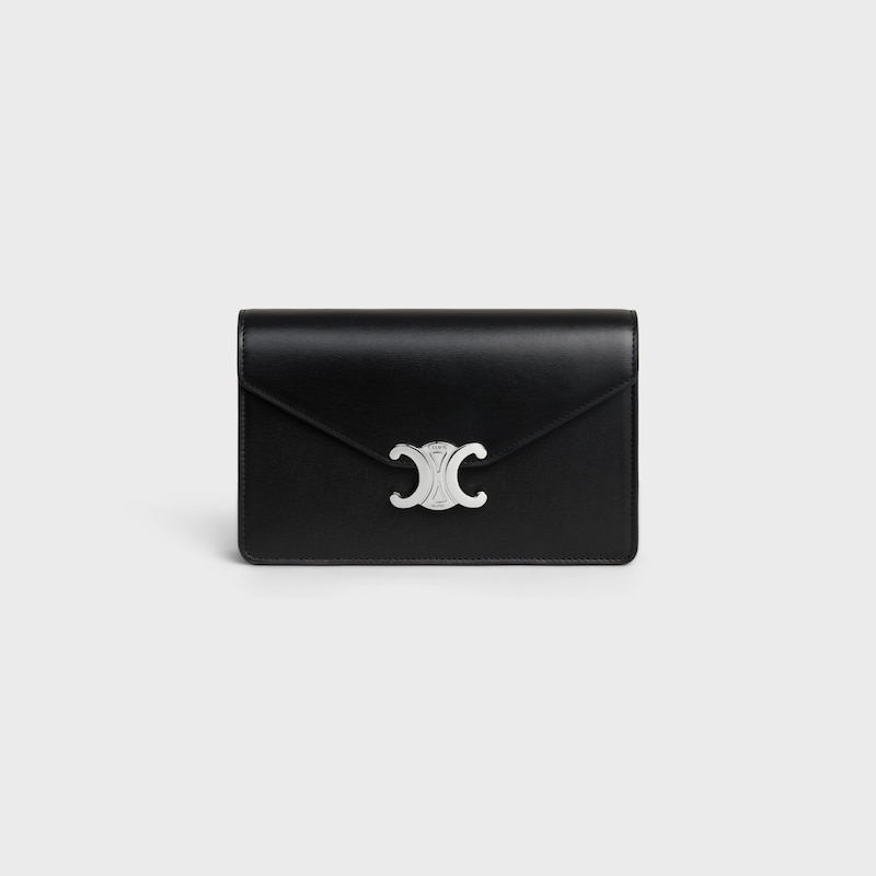 WALLET ON CHAIN MARGO in Shiny calfskin - BLACK - MORE LINES - 1 | CELINE