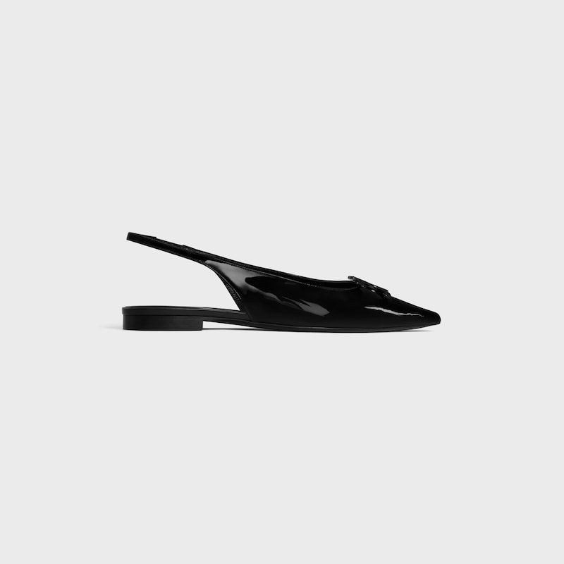 CELINE ALMA TRIOMPHE FLAT SLINGBACK in PATENT CALFSKIN - BLACK -  - 1 | CELINE