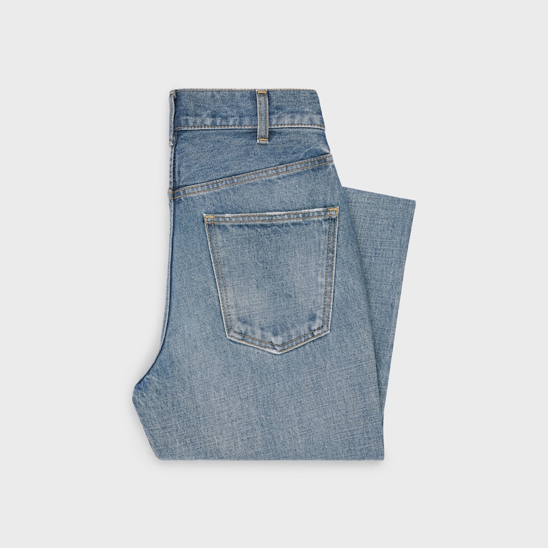 DYLAN FLARED JEANS WITH SIGNATURE IN cotton denim - UNION WASH -  - 1 | CELINE