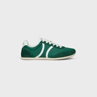 CELINE JOGGER LOW LACE-UP SNEAKER WITH TRIOMPHE IN NYLON, SUEDE CALFSKIN AND CALFSKIN - Forest Green/Optic White -  - 1 | CELINE