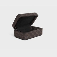 Rectangular box in triomphe canvas - BLACK / TAN - HOME - 2 | CELINE