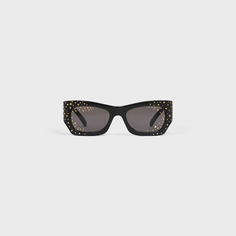 Grafische Sonnenbrille S333 aus Acetat mit Kristallen und Metall - SCHWARZ -  - 1 | CELINE