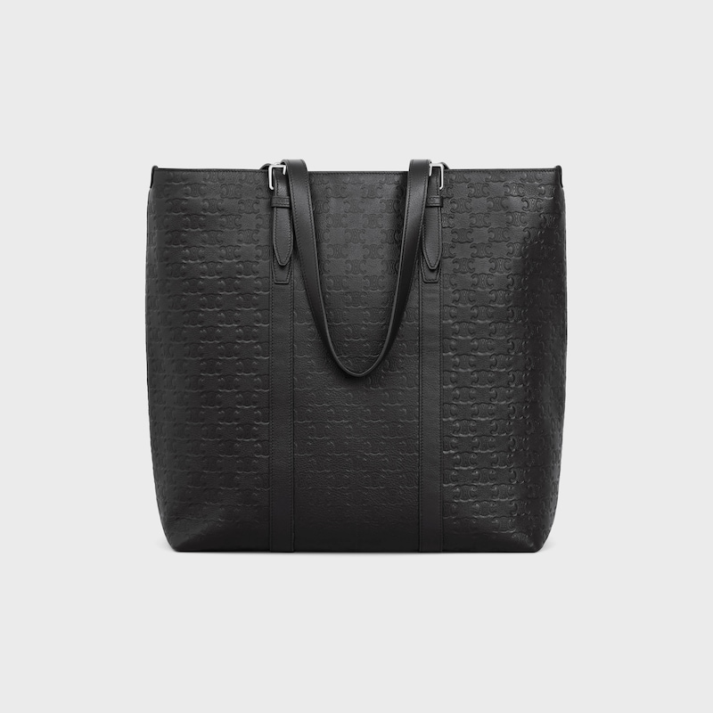 CABAS WITH BUCKLE in Calfskin with triomphe embossed - BLACK - CABAS - 1 | CELINE