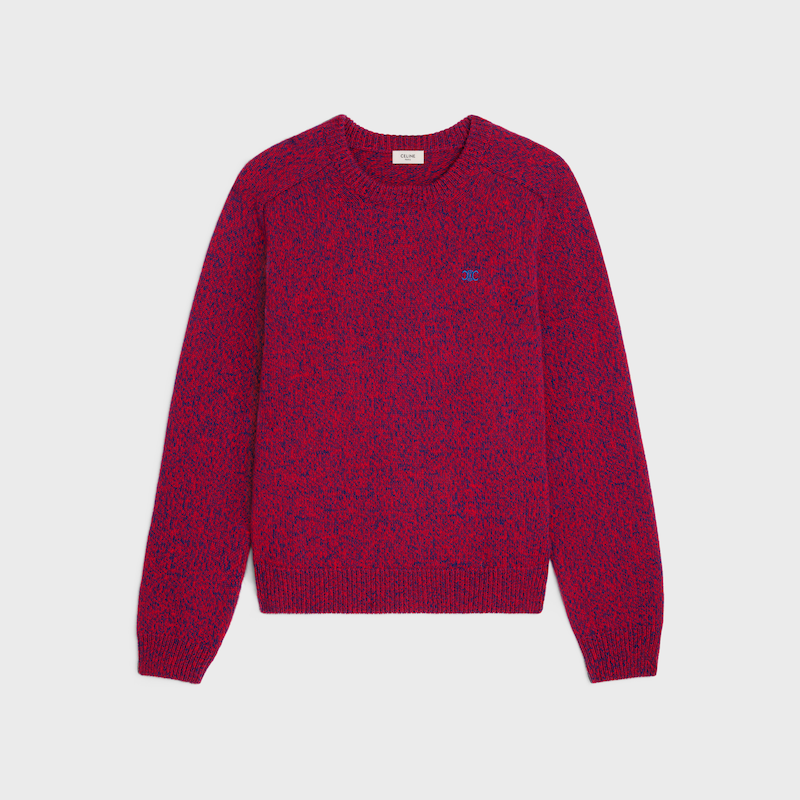 JERSEY CON CUELLO REDONDO DE LANA Y CACHEMIRA - Rojo/Azul -  - 1 | CELINE