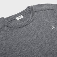 triomphe crew neck sweater in wool cashmere - GREY / OFF WHITE -  - 1 | CELINE