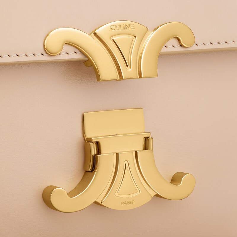 Teen Triomphe Bag in shiny calfskin - OAT BEIGE - CROSS-BODY BAGS - 1 | CELINE