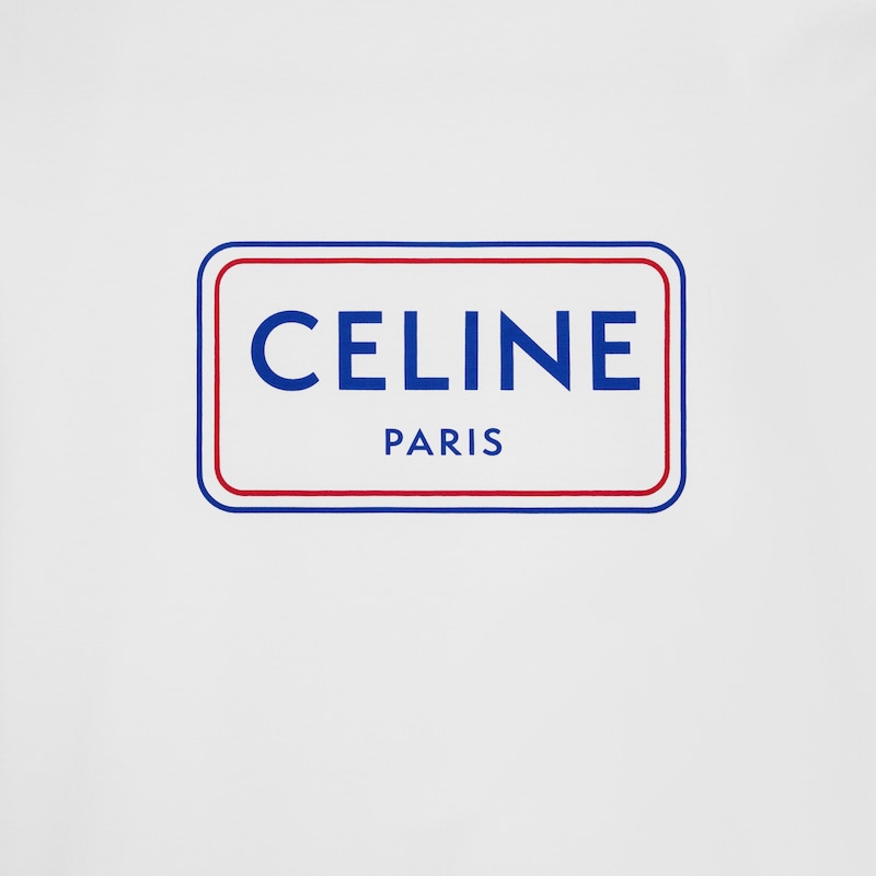 loose t-shirt IN cotton jersey - OPTIC WHITE/RED/DENIM BLUE -  - 1 | CELINE