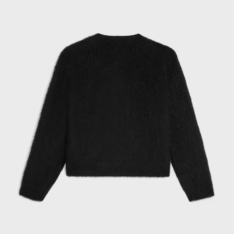 Cardigan in mohair spazzolato - NERO -  - 1 | CELINE