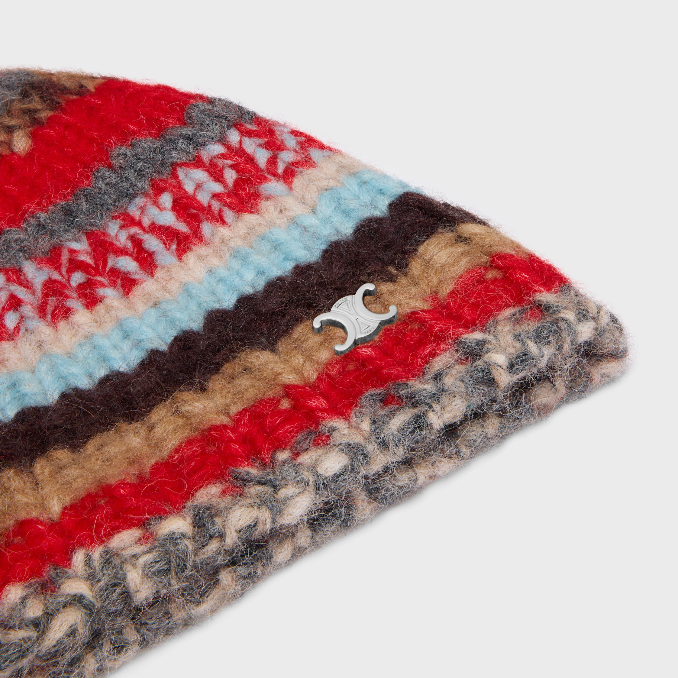BEANIE IN MOULINE ALPACA AND WOOL - RED/MULTICOLOR | CELINE