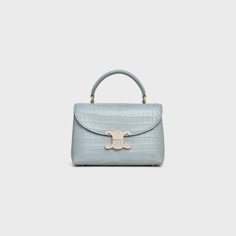 TEEN NINO BAG IN CROCODILE WITH ENAMEL CLOSURE - ICE BLUE / WHITE COTTON - NINO - 1 | CELINE