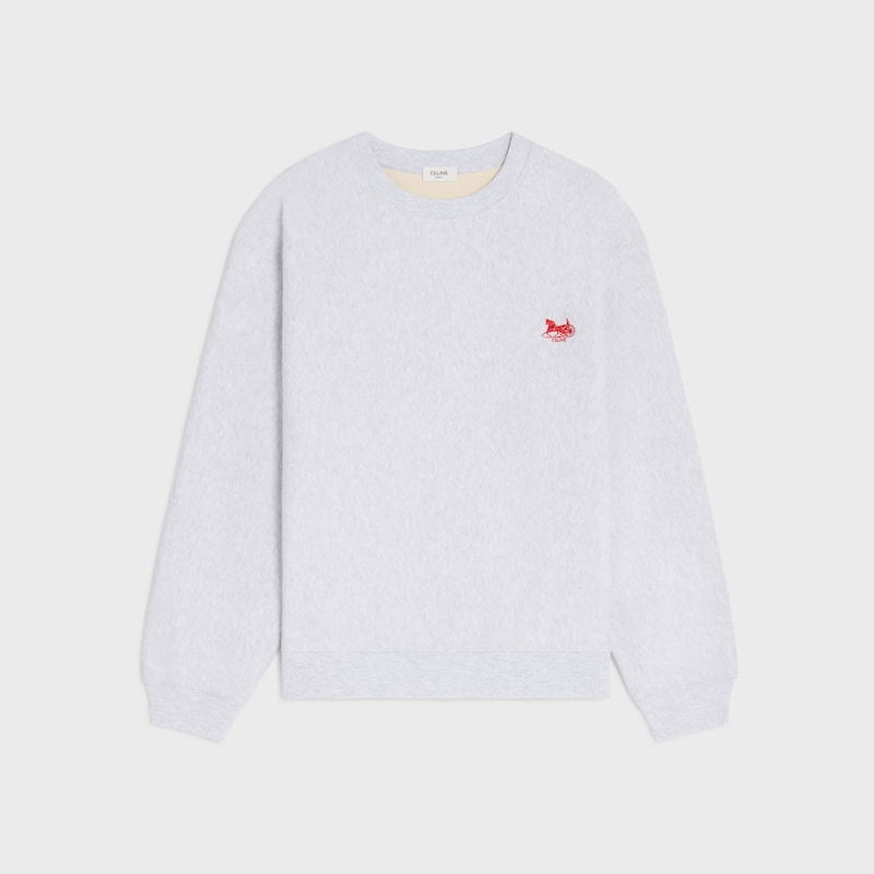 sweatshirt IN cotton fleece - PALE GREY/RED -  - 1 | CELINE