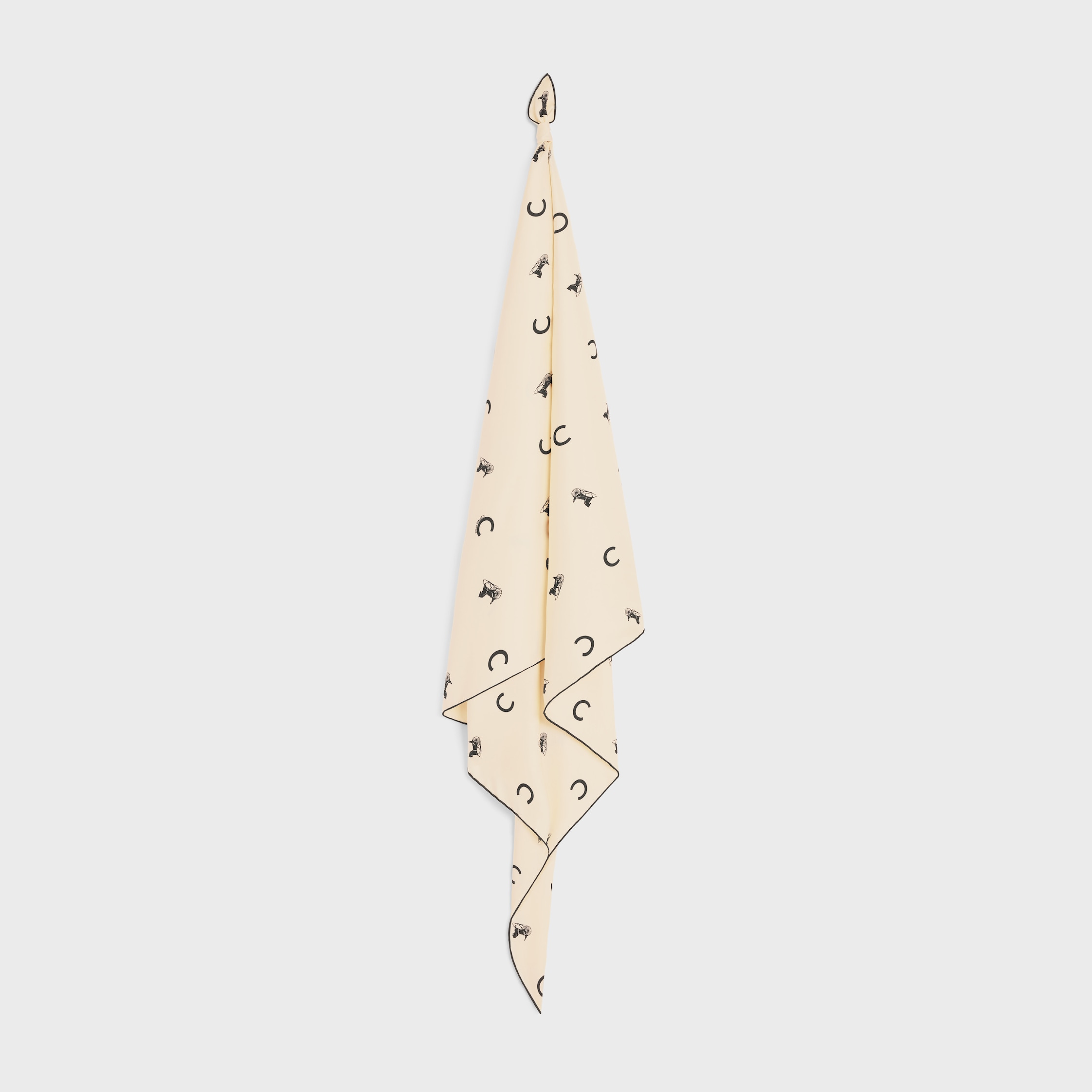セリーヌ SQUARE IN SILK TWILL - OFFWHITE/CAMEL | CELINE