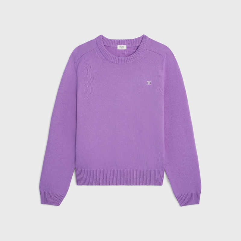 crewneck sweater IN WOOL AND CASHMERE - LILAC -  - 1 | CELINE