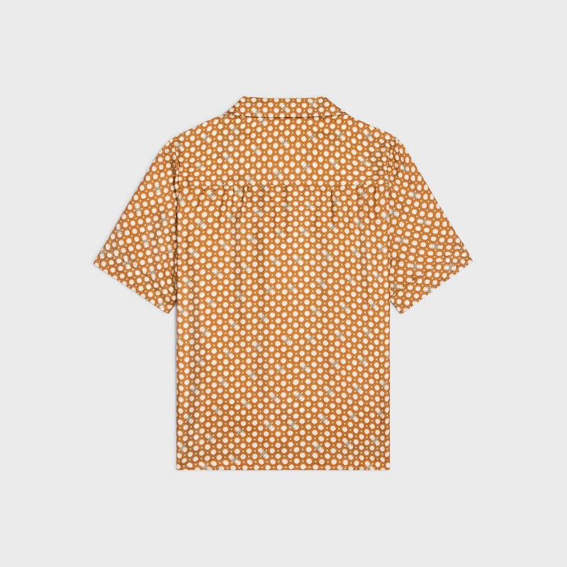 pajama shirt IN silk twill - CREAM/ORANGE -  - 1 | CELINE