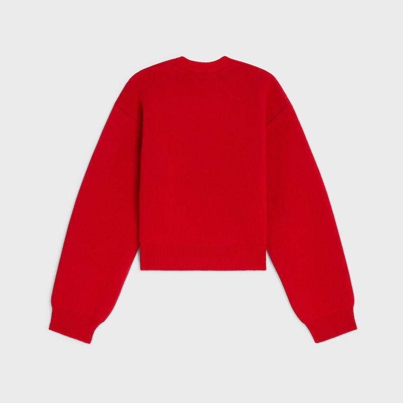 crewneck sweater IN cashmere - RED/BLUE/BLACK -  - 1 | CELINE