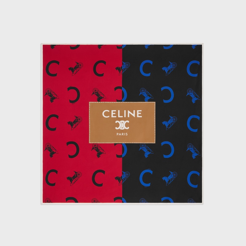 スクエアスカーフ / シルクツイル - レッド / ネイビー / キャメル -  - 1 | CELINE