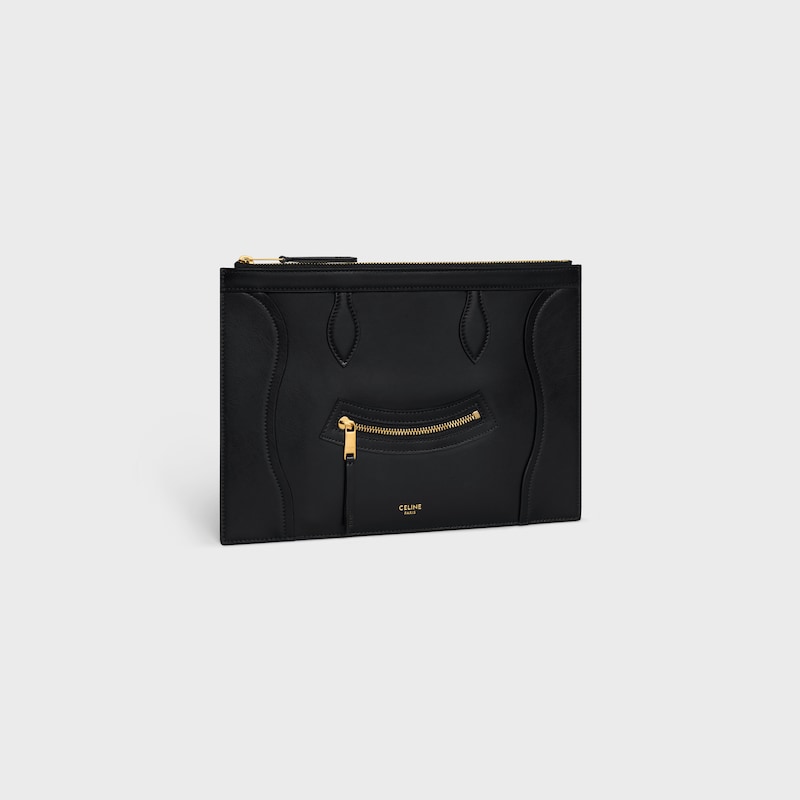 POCHETTE MEDIANA DE PIEL DE BECERRO BRILLANTE - NEGRO - NOVEDADES - 1 | CELINE