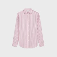 條紋棉質府綢寬鬆襯衫 - WHITE/RASPBERRY -  - 1 | CELINE