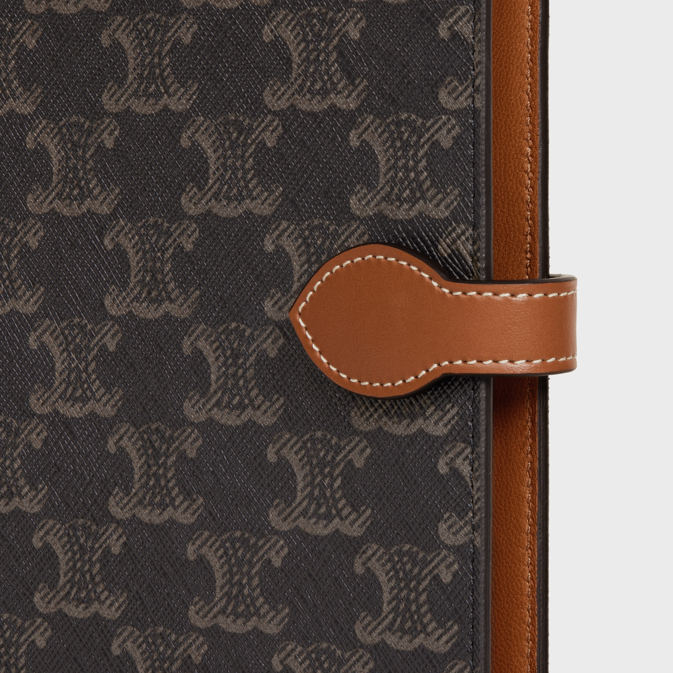 Large notebook cover in triomphe canvas and calfskin - TAN | CELINE