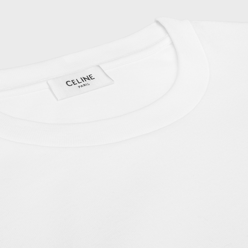 t-shirt IN cotton jersey - OPTIC WHITE/BLACK/DARK GREEN -  - 1 | CELINE