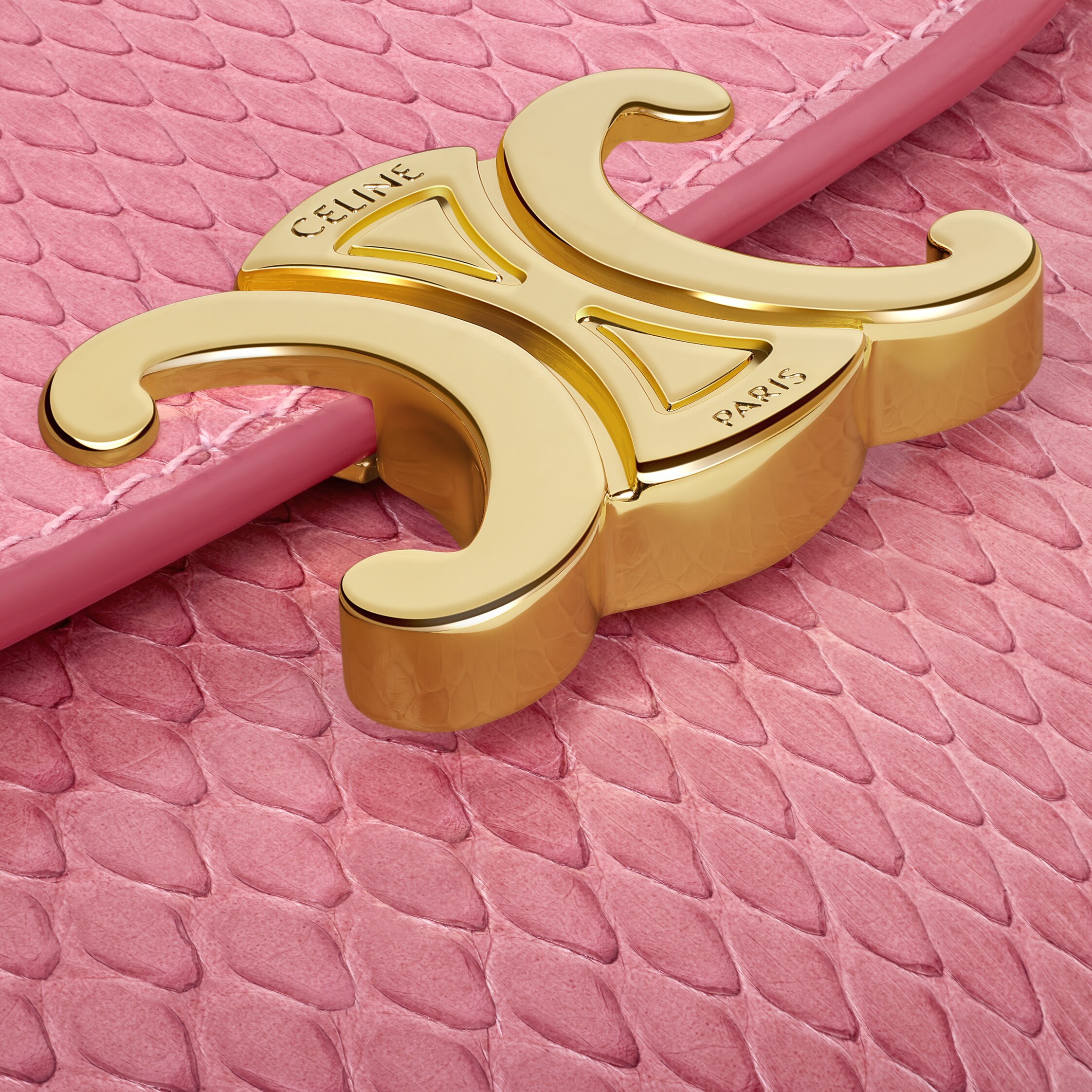 Small Flap Wallet TRIOMPHE in PYTHON - PINK | CELINE