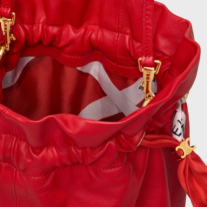 SMALL CRYSTAL POUCH IN LAMBSKIN AND SILK - ULTRA RED - MORE LINES - 1 | CELINE