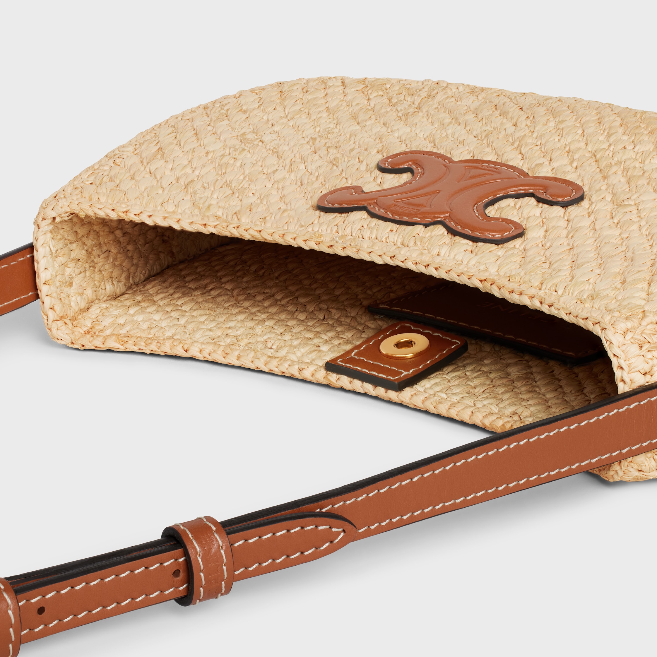 MEDIUM TILLY BAG IN RAFFIA AND CALFSKIN - | CELINE