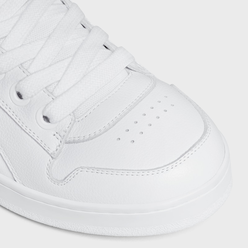 CELINE HUNTINGTON LOW LACE-UP SNEAKER IN GRAINED LEATHER AND MESH - OPTIC WHITE -  - 1 | CELINE