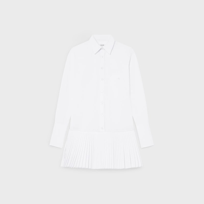 shirt dress IN technical cotton poplin - WHITE -  - 1 | CELINE