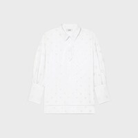 Camisa de algod&oacute;n con bordado ingl&eacute;s - BLANCO -  - 1 | CELINE