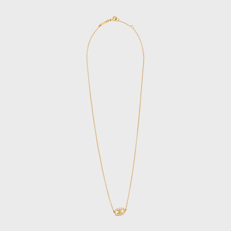 Maillon Triomphe Necklace in Yellow Gold and Diamonds - Yellow Gold & White - CELINE GRAND SOIR - 1 | CELINE