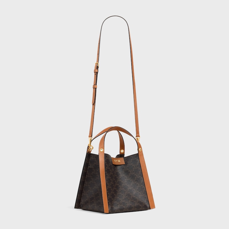 BOLSO CUBE PEQUE&Atilde;&lsquo;O DE LONA TRIOMPHE Y PIEL DE BECERRO NATURAL - MIEL - BOLSOS CON ASA SUPERIOR - 1 | CELINE