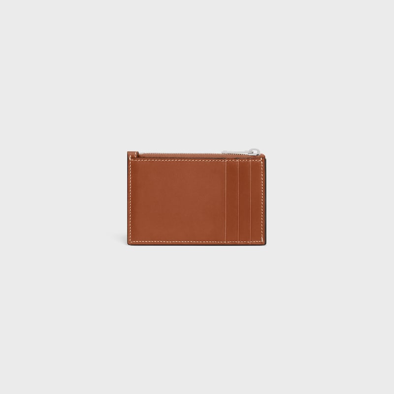 Zipped Card Holder in Natural calfskin with triomphe embossed - TAN - GIFT FINDER - 1 | CELINE