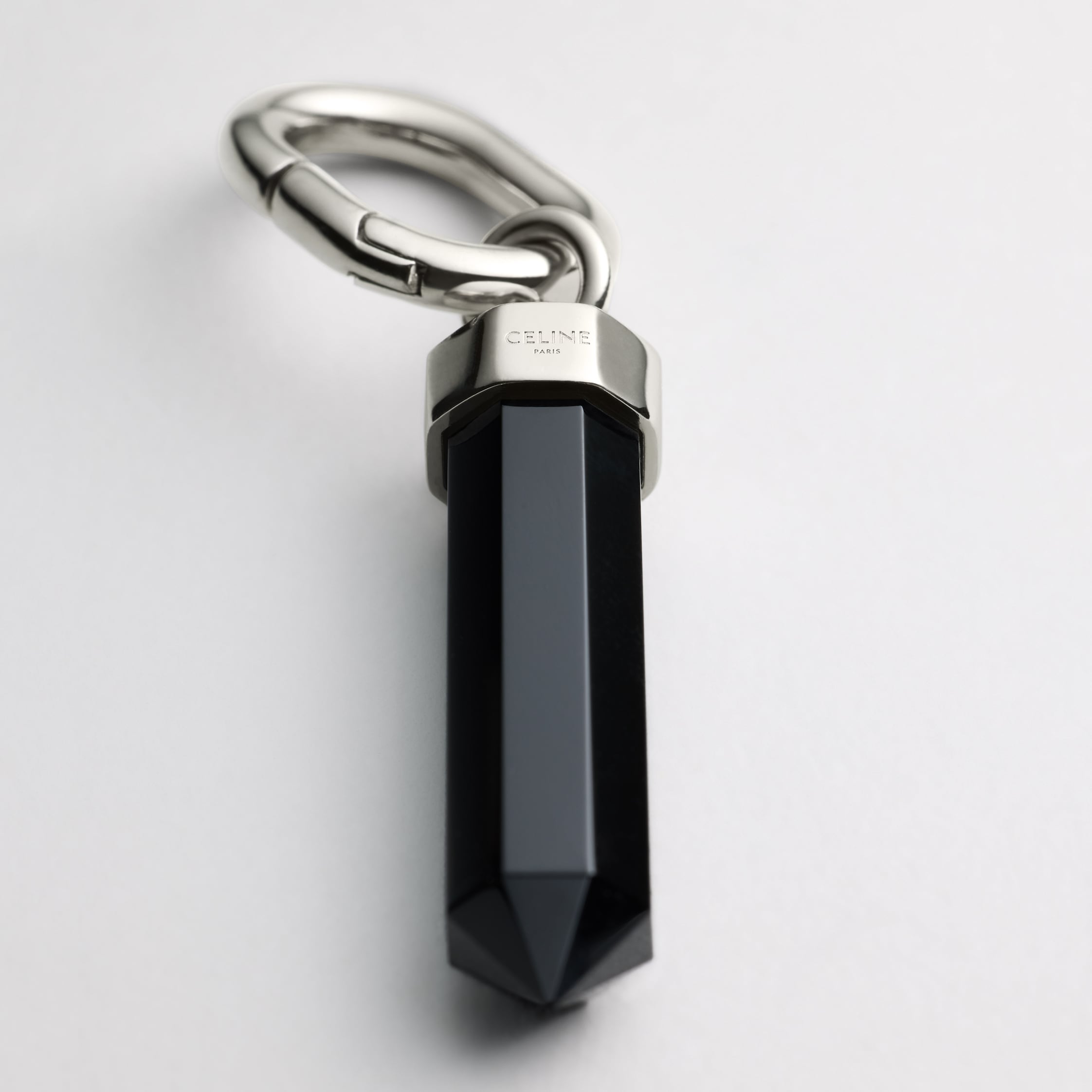 CELINE CHARMS PENDULUM STONE IN ONYX AND BRASS WITH RHODIUM FINISH