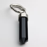 CELINE CHARMS PENDULUM STONE IN ONYX AND BRASS WITH RHODIUM FINISH - BLACK SILVER - CELINE CHARMS - 2 | CELINE