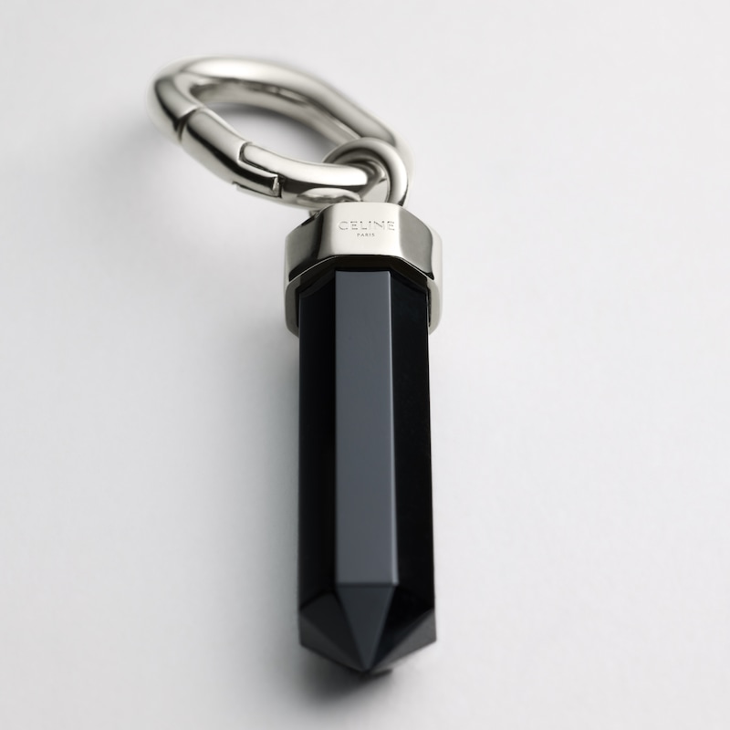 CELINE CHARMS PENDULUM STONE IN ONYX AND BRASS WITH RHODIUM FINISH - BLACK SILVER - CELINE CHARMS - 1 | CELINE