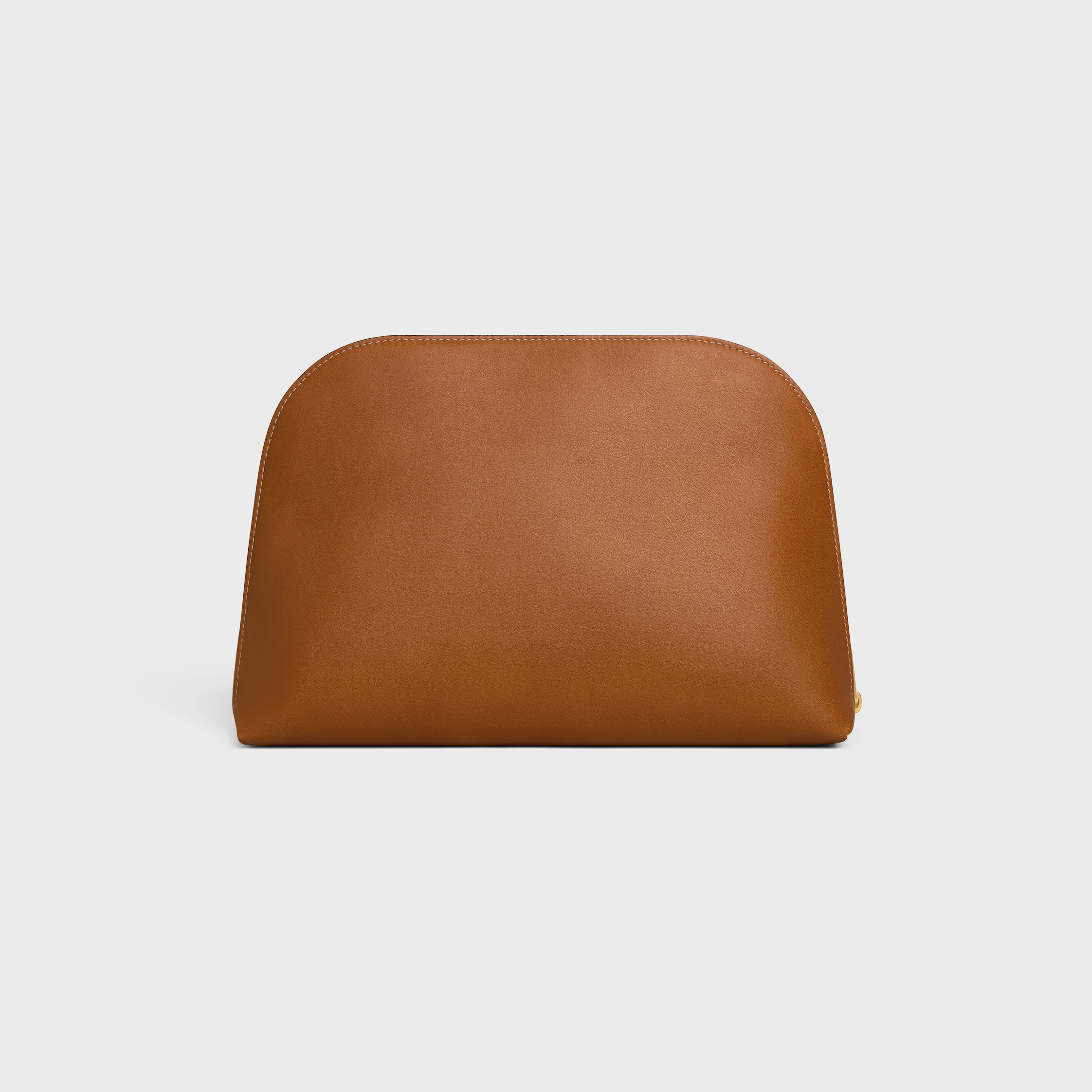 Bolsa cosmética grande em pele de bezerro lisa - Soft Tan / Ultra