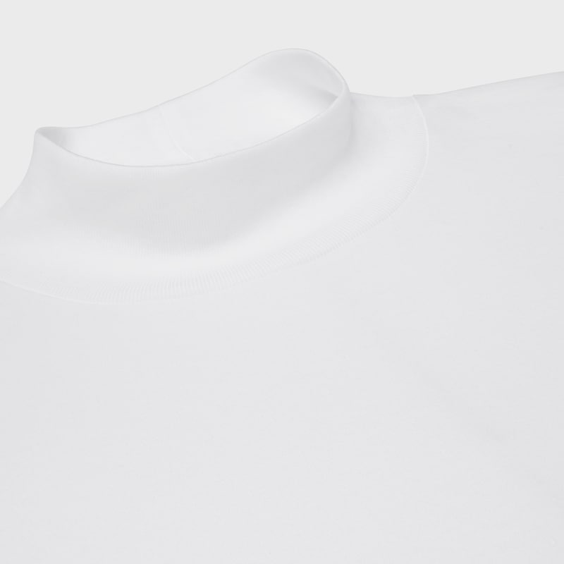 CAMISETA CON CUELLO CISNE DE PUNTO DE ALGOD&Oacute;N - BLANCO CRUDO/AZUL DENIM -  - 1 | CELINE