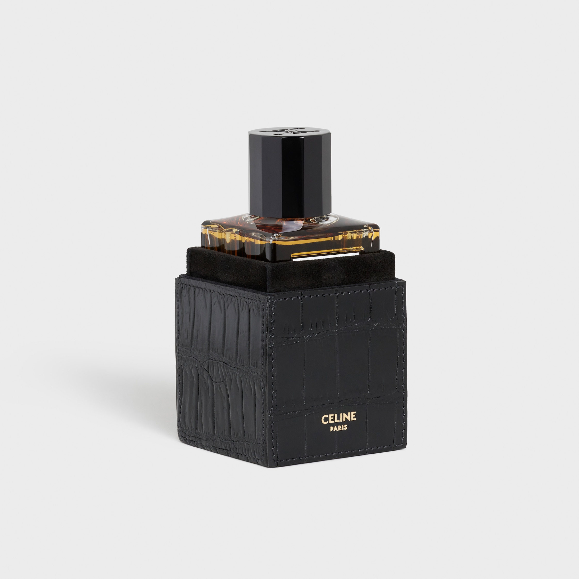 celine マッチケース　ブラス　クロコダイル　バーガンディ Case 1 Perfume 100ml in Crocodile - Black | CELINE