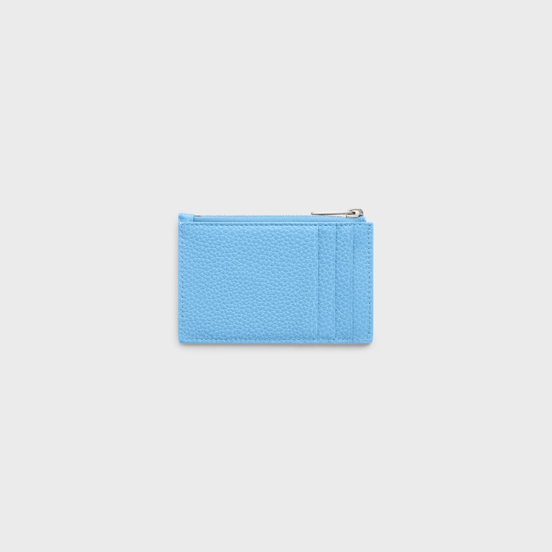Zipped Card Holder IN GRAINED CALFSKIN - SKY BLUE - NEW - 1 | CELINE