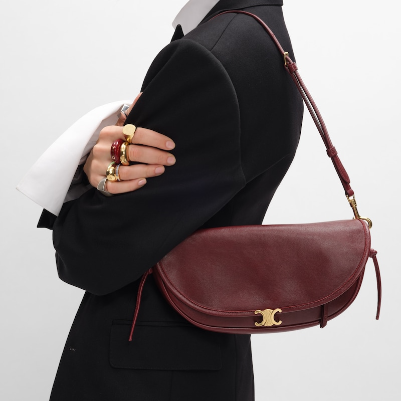 LITTLE HALFMOON SOFT TRIOMPHE IN SUPPLE SHINY LAMBSKIN - SYRAH - GIFTS FOR HER - 1 | CELINE