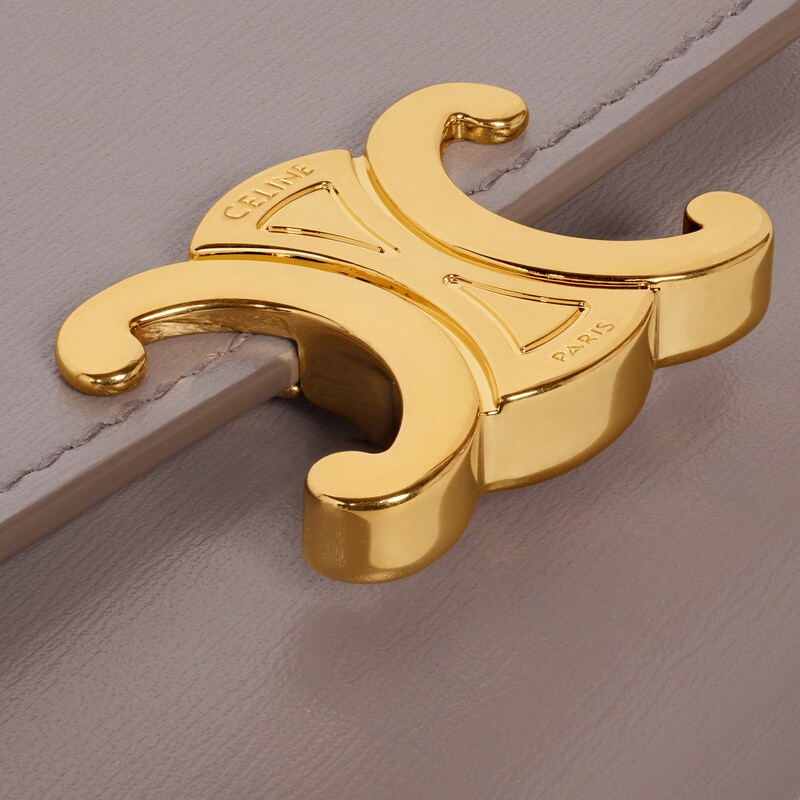 Portafoglio compatto con portamonete Triomphe in pelle di vitello lucida - GRIGIO GHIAIA - GIFT FINDER - 1 | CELINE