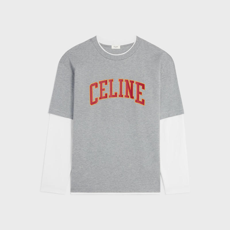 ロングスリーブ Tシャツ / コットンジャージー - グレーメランジェ / オフホワイト / バーガンディ -  - 1 | CELINE