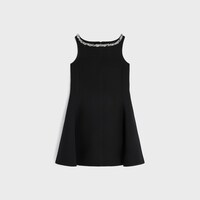 embroidered dress IN double wool crepe - BLACK -  - 1 | CELINE