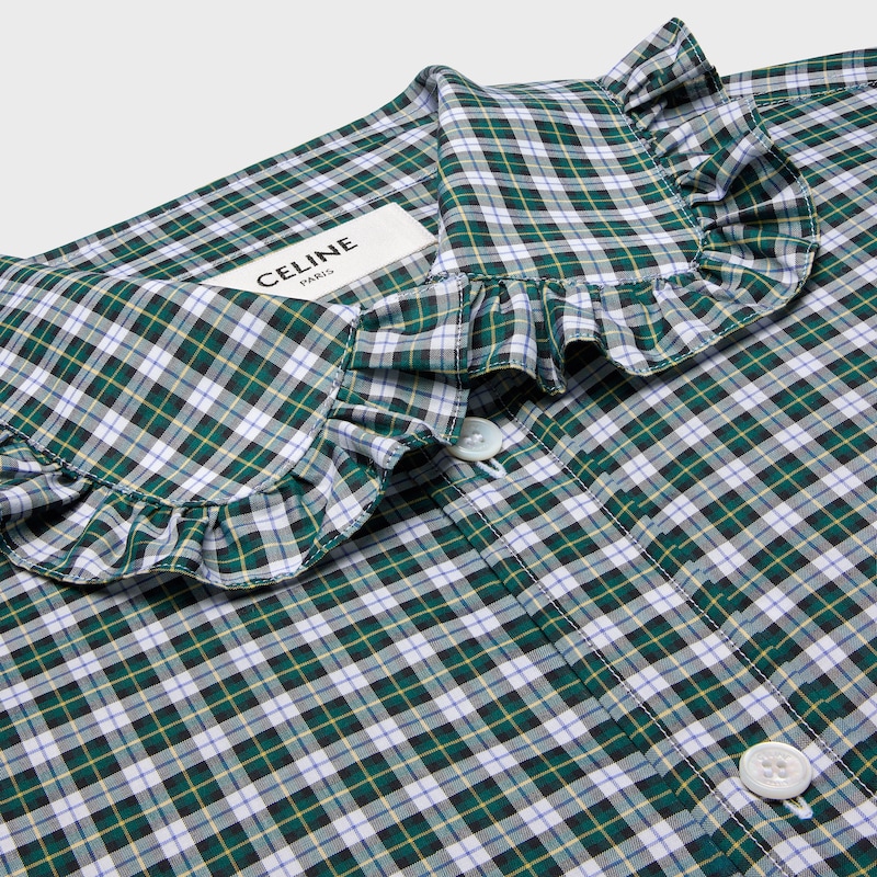shirt IN tartan cotton cloth - BLANC/VERT/JAUNE -  - 1 | CELINE