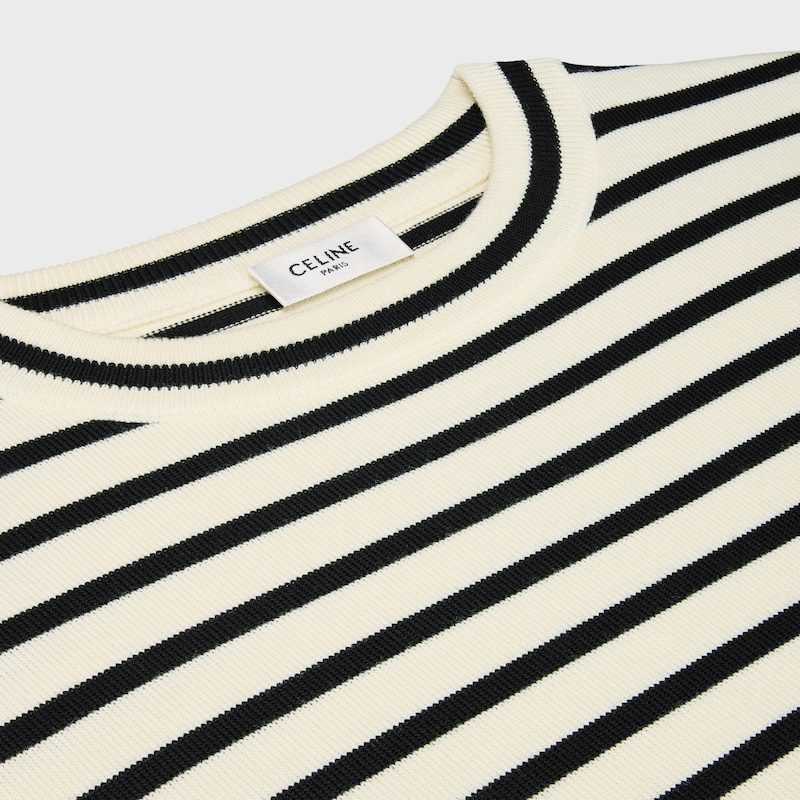 triomphe crew neck marinère sweater in wool - ECRU/BLACK -  - 1 | CELINE