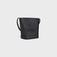 SMALL BUCKET CUIR TRIOMPHE in Grained calfskin - BLACK - CUIR TRIOMPHE - 2 | CELINE